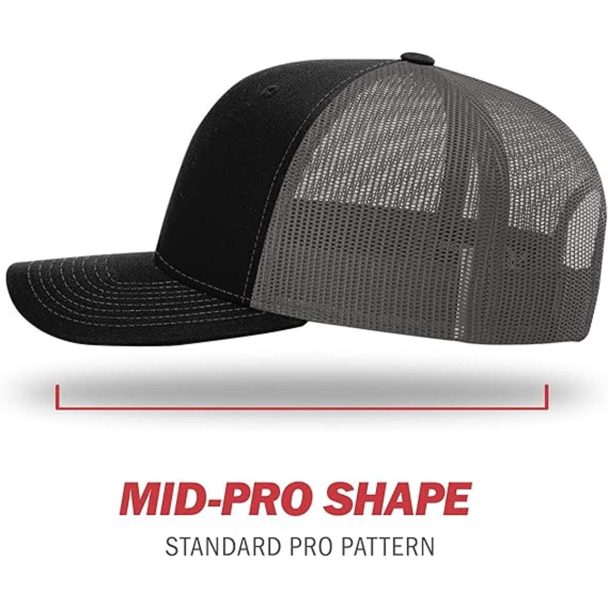 RICHARDSON Plain 112 Trucker Cap (Charcoal/Black)
