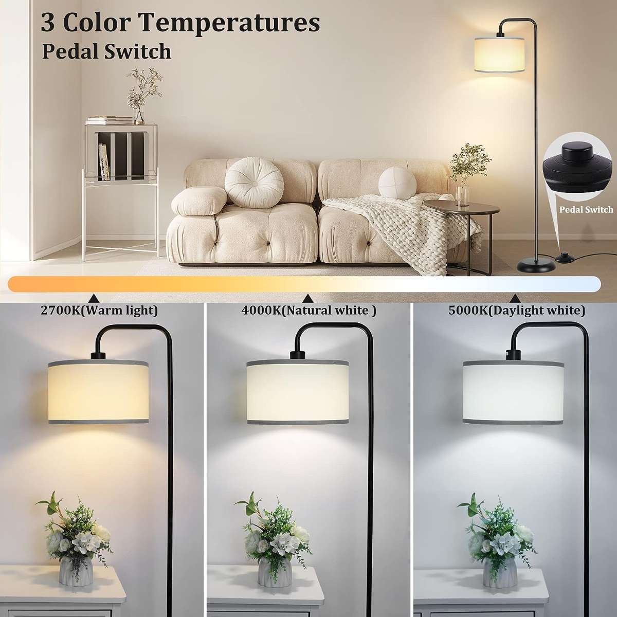 [Upgraded] living room LED floor lamp, black