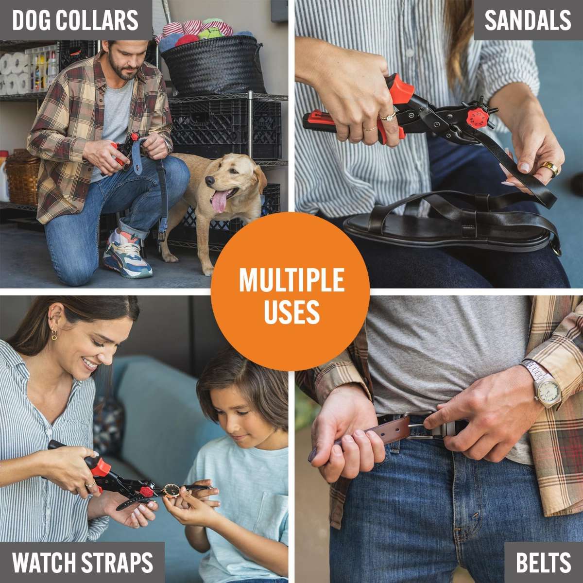 Professional leather punching tool for belts, straps, handbag straps, etc