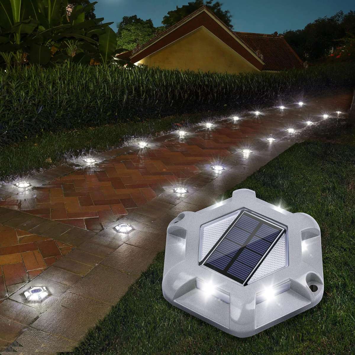 VOLISUN Solar Deck Light Driveway Dock Light (Warm White/White)