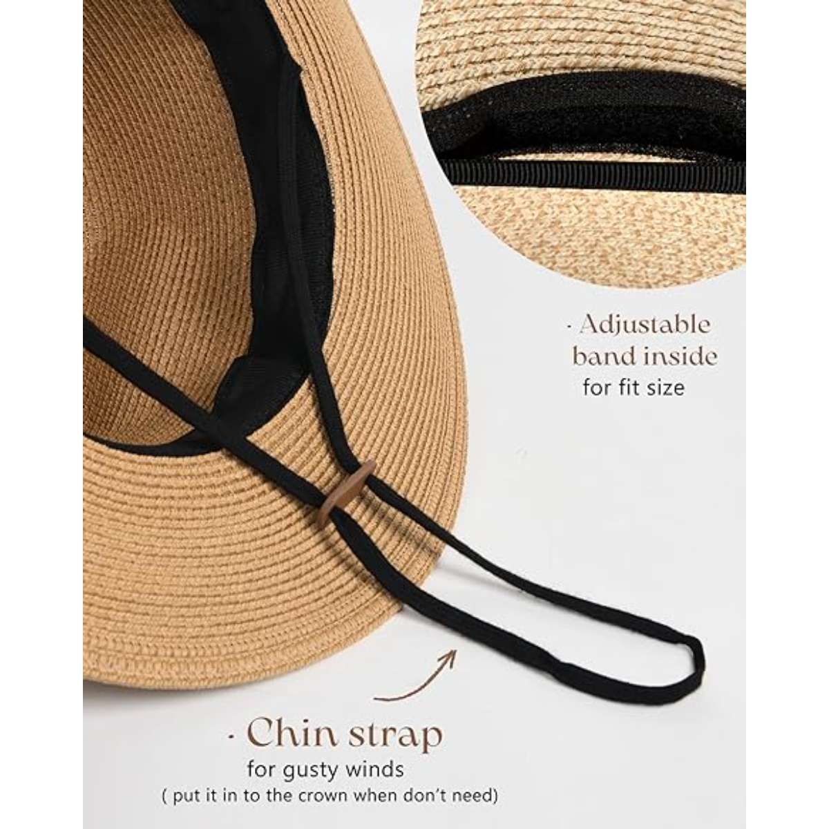 Fortark women's wide-brimmed straw hat Panama hat