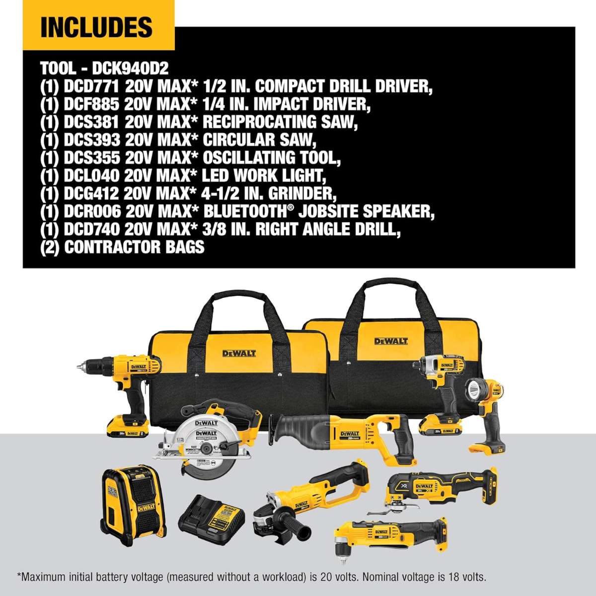 DEWALT 20V MAX Power Tool Combo Kit (DCK940D2)