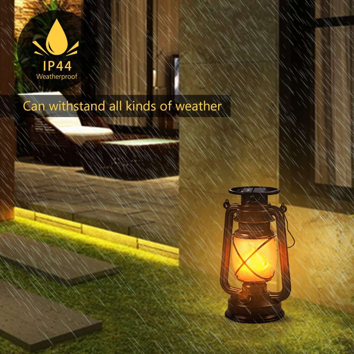Solar Lantern Outdoor Hanging Solar Lantern Dancing Flame Vintage, 2Pack