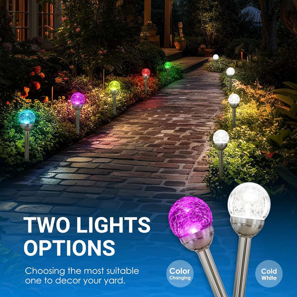 SOLPEX Solar Garden Lights Outdoor, 3-Pack Multicolor Color Change