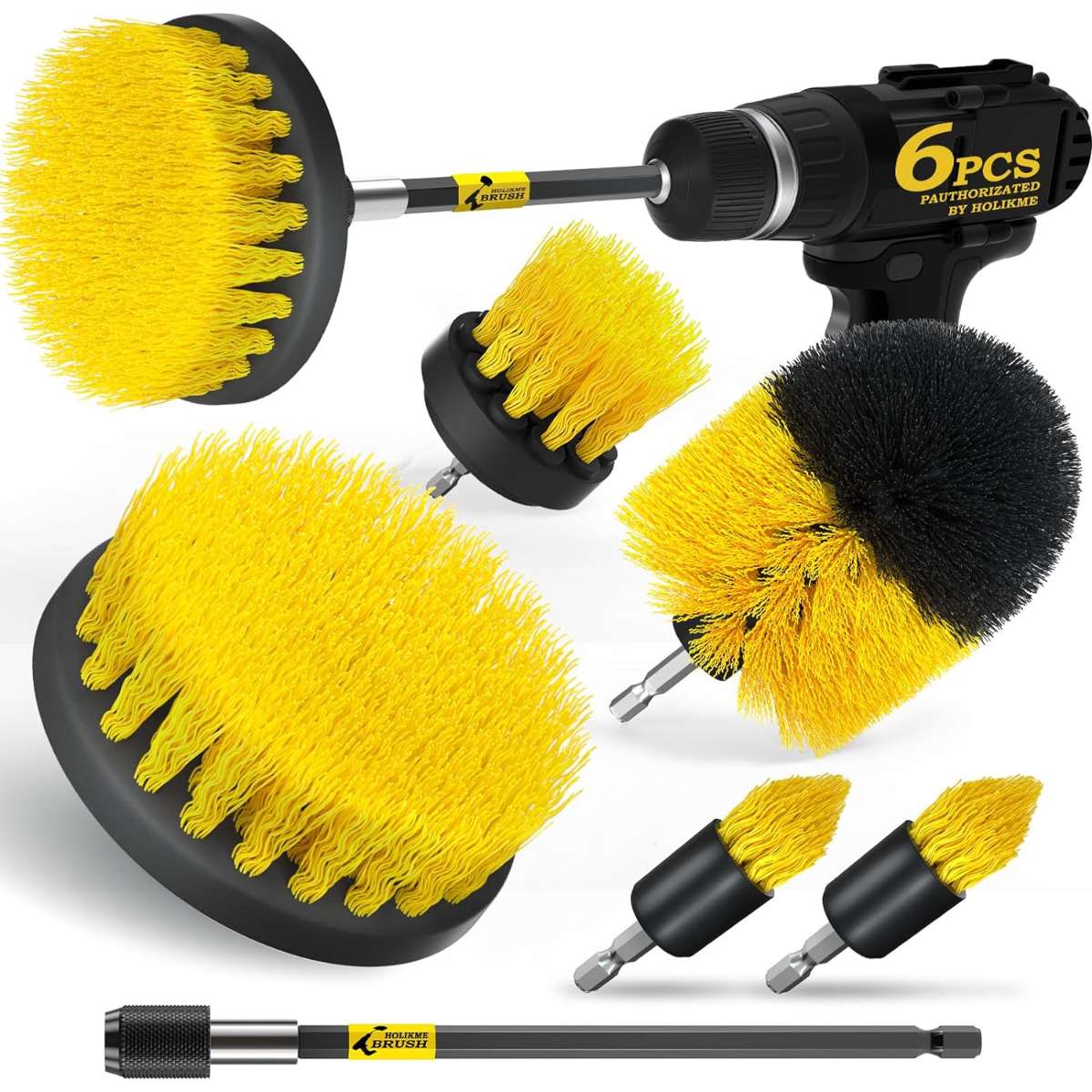Holikme 6Pack Cleaning Brush Electric Floor Scrubber Cleaning Brush Yellow