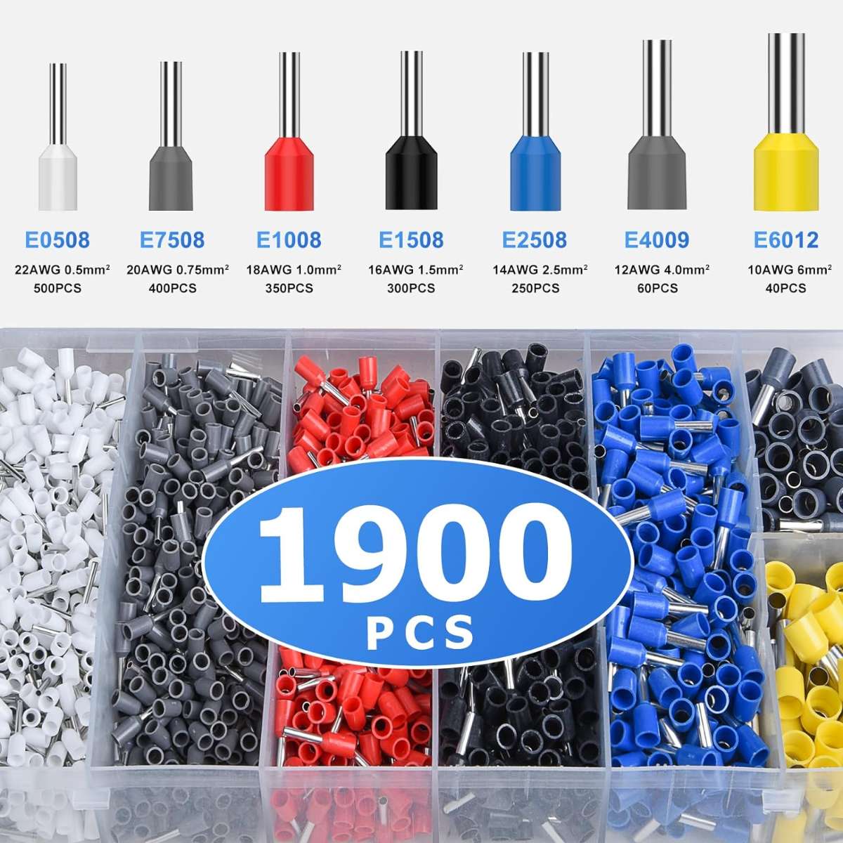 Ferrule crimp tool kit with 1900PCS wire connector