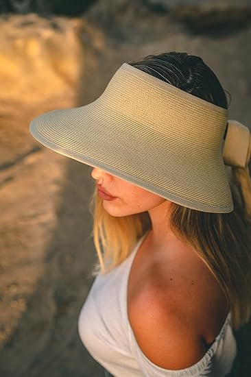 Pineapple&Star Vienna Visor Women’s Summer Sun Straw Packable UPF 50+ Beach Hat