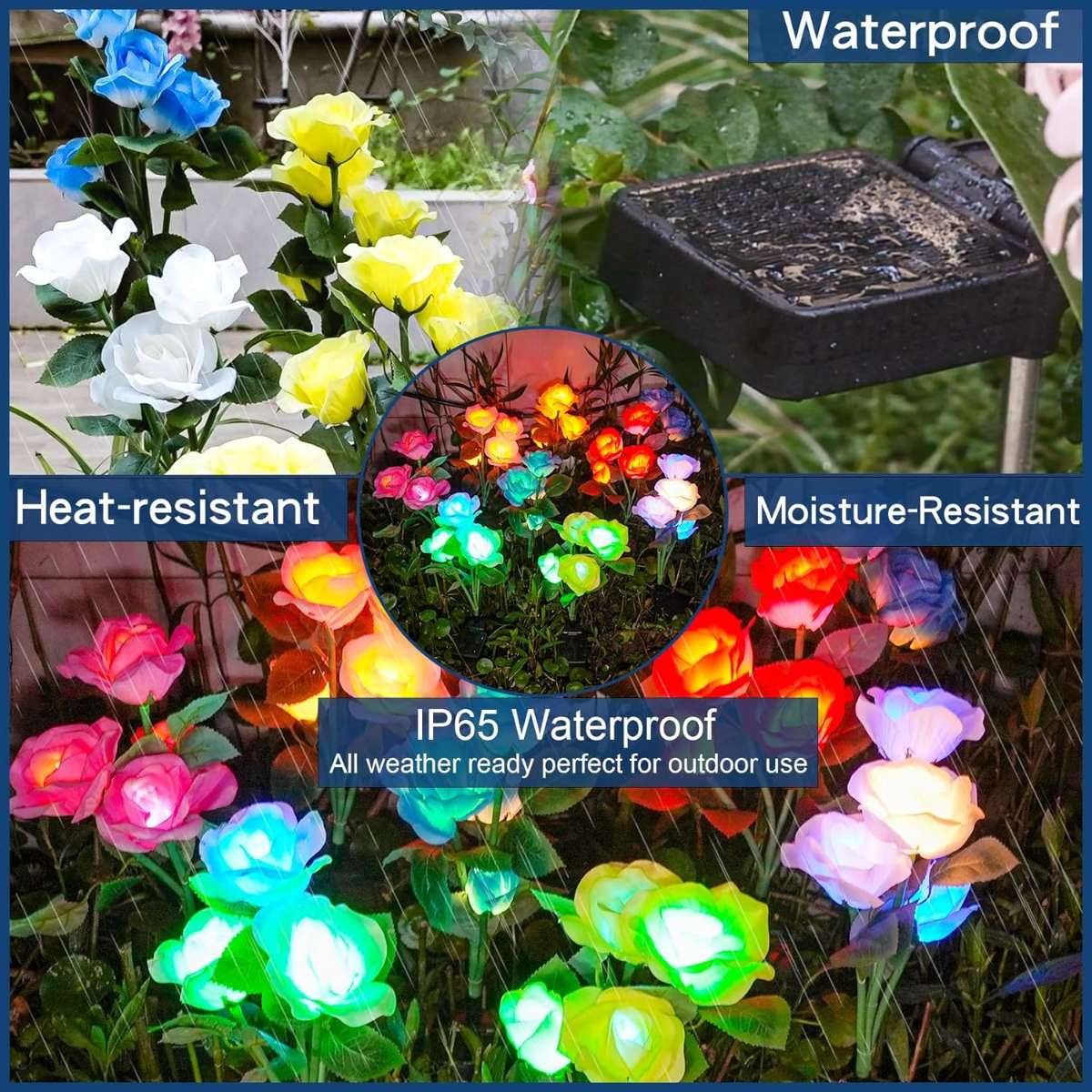 TONULAX Solar Garden Lights - More Realistic Roses (2 Pack)