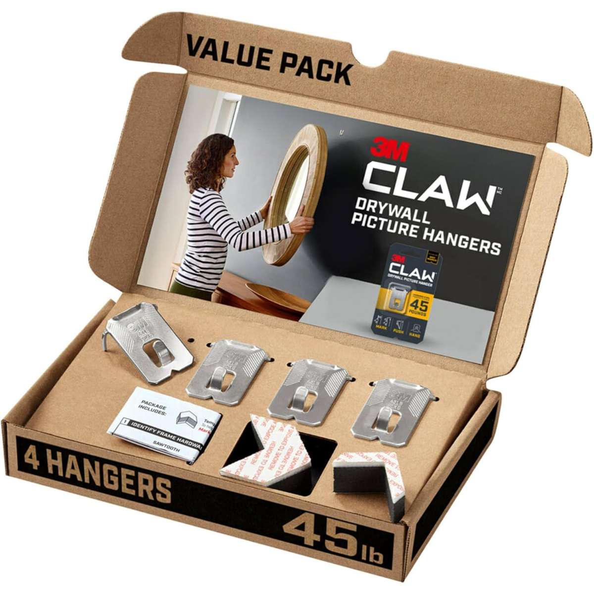 3M Claw(TM) 45 lb drywall picture hanger - 4 pcs (1 pack of 1)