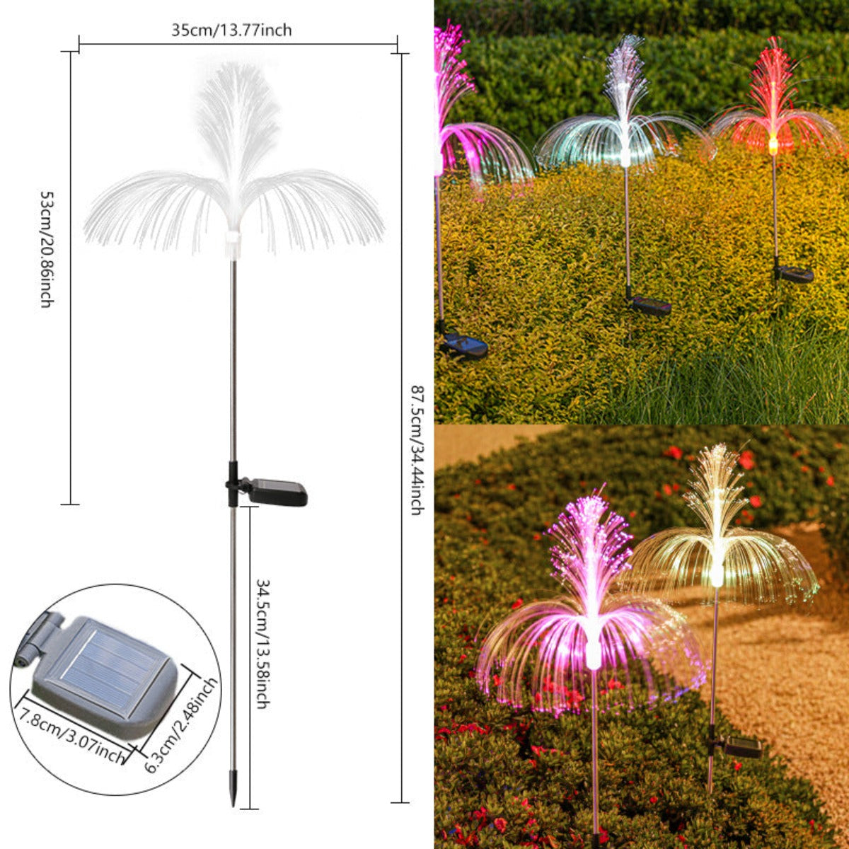 Solar fiber optic jellyfish lamp