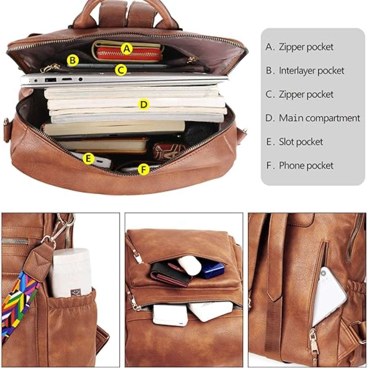 Dora & Liz Women's Backpack Wallet Stylish Leather