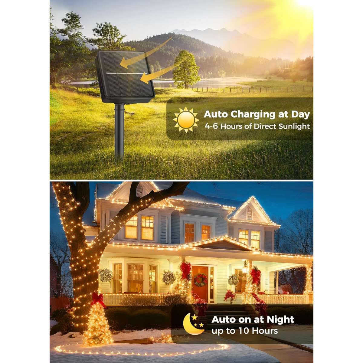 Solar String Lights Outdoor, 39FT 100LED Warm White
