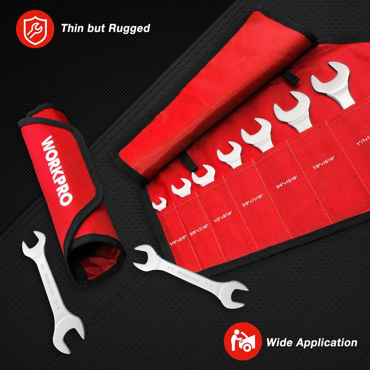 Walker Procet Slim Open End Wrench Roll-Up Kit