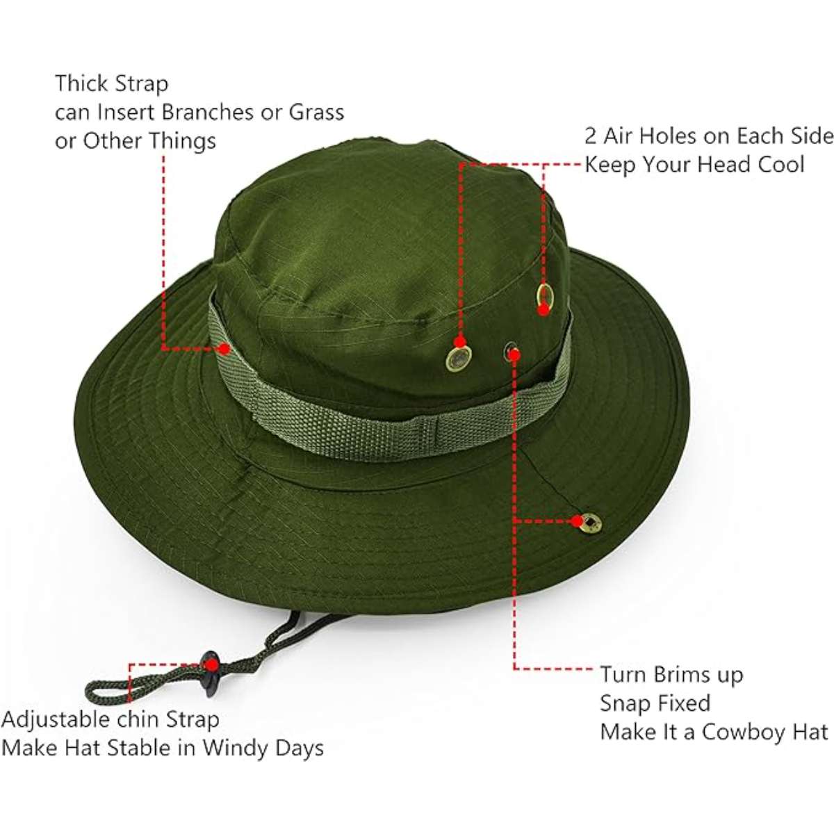 Outdoor wide-brimmed sun hat, United States combat style jungle sun hat