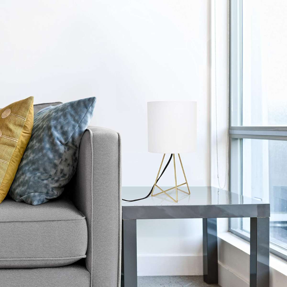 Simple Design LT2066-GDW 13.5" Lower Wire Metal Table Lamp