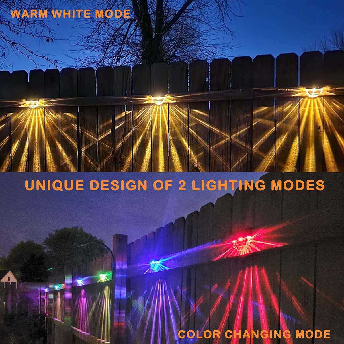 Solar deck light, warm white/color changing lighting