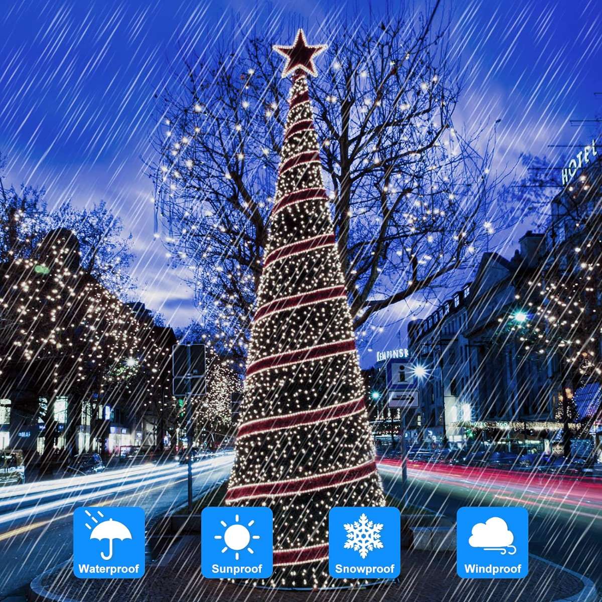 Extra-long 288 ft solar fairy string lights, 4 pcs each with 72 ft. 200 LEDs