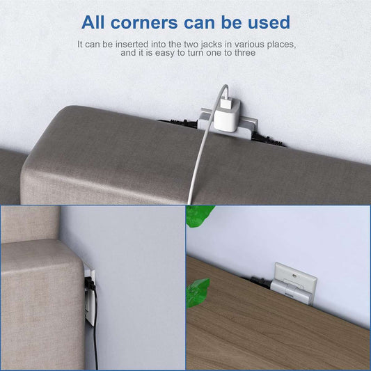 3-Way Flat Wall Outlet Extender AC Adapter, White (3-Pack)