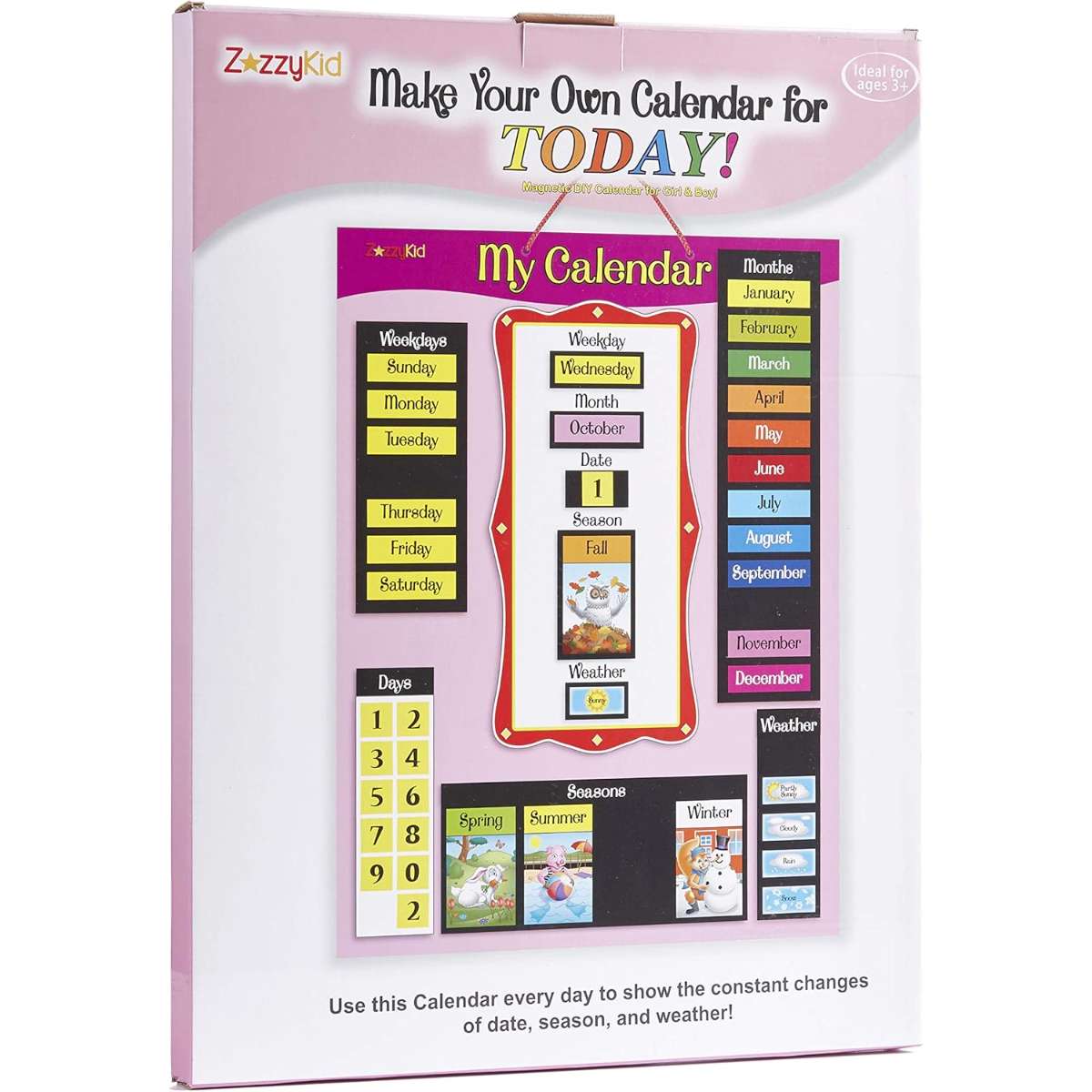 ZazzyKid Magnetic calendar and weather charts for kids